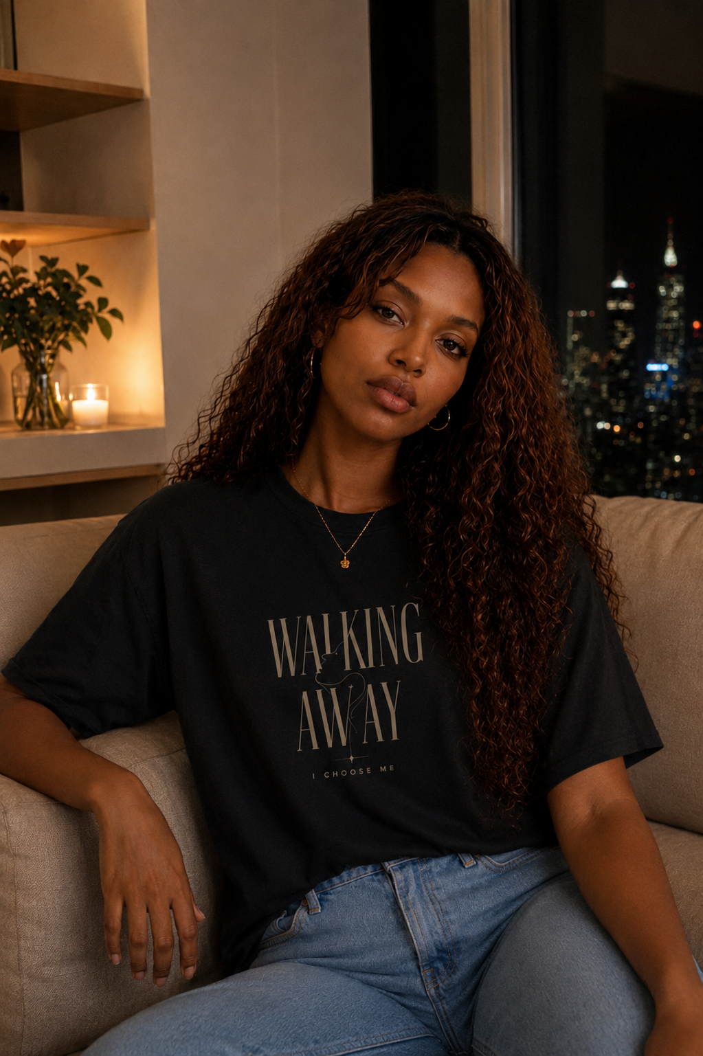 Walking Away – Peace Over Pain Tee (Gold)
